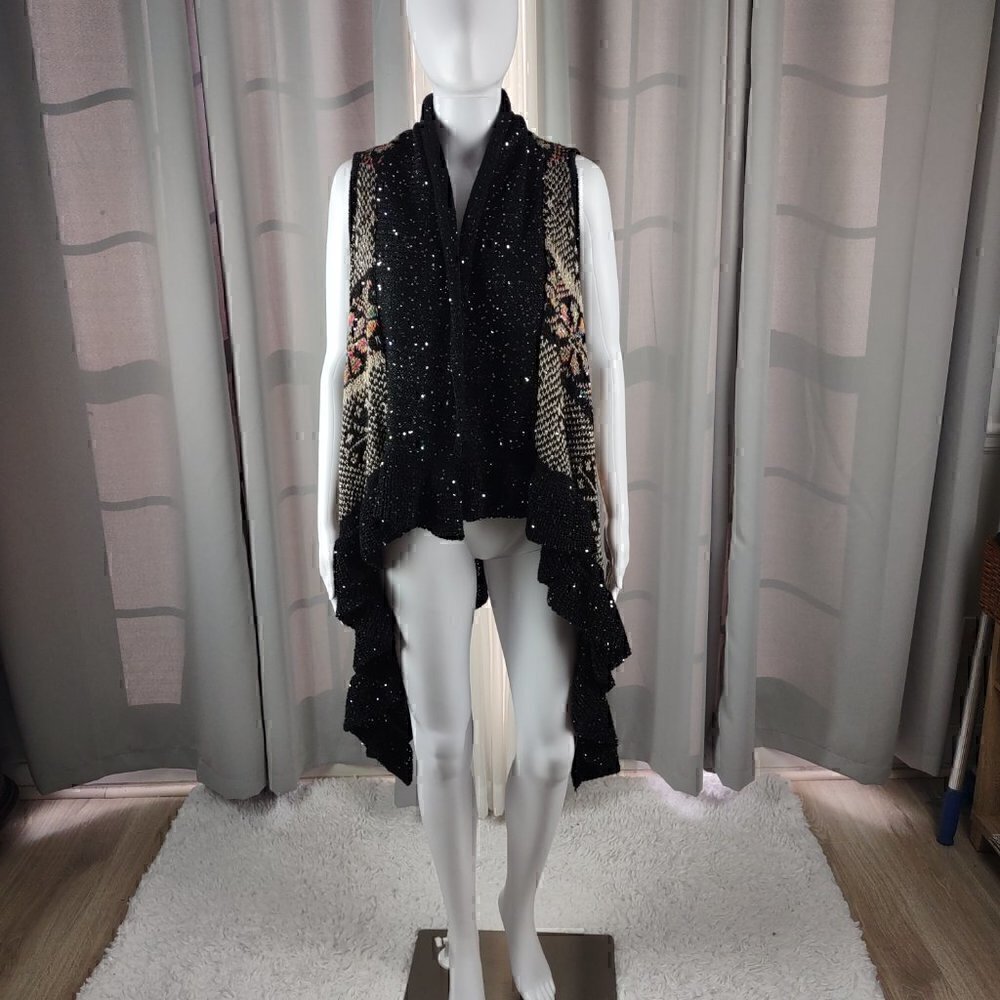 Mirror Image Womens Flower Pattern Open Front Cardigan Size M (NWT)